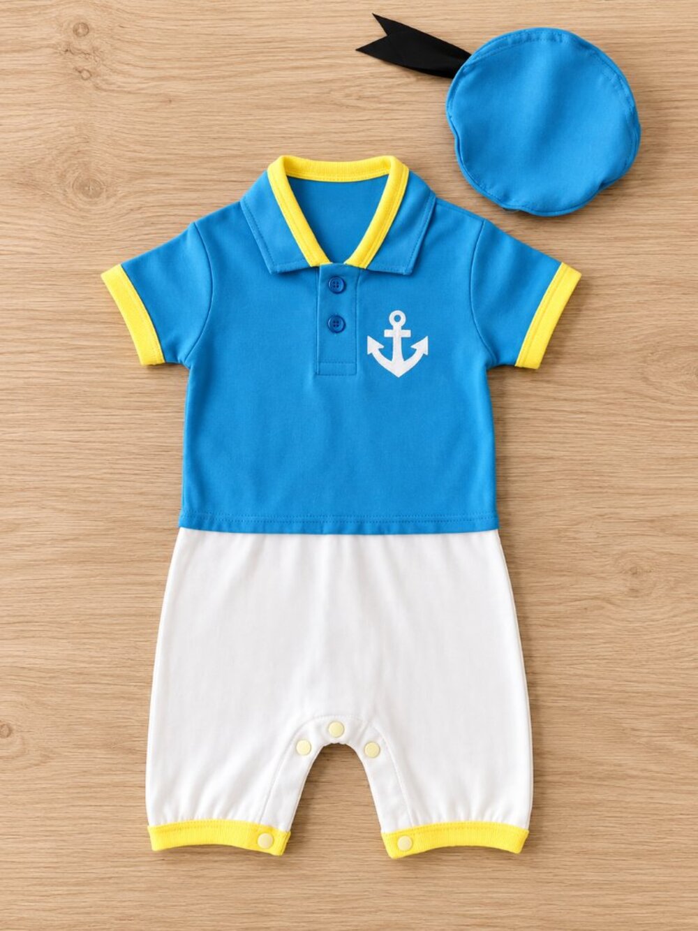 Baby Boy Sailor Nautical Anchor Romper & Hat Two-Piece Set